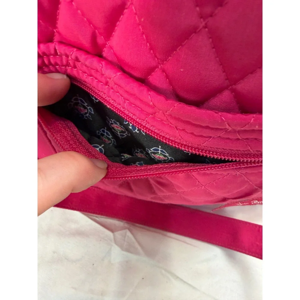 Vera Bradley Pink Quilted Shoulder Bag Zip Top Tote Floral Lining